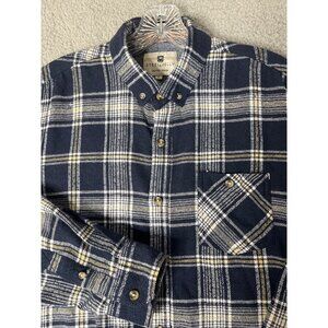 Steel & Jelly Mens Navy Plaid Button-Up Shirt L Classic‎ Cowboy Western